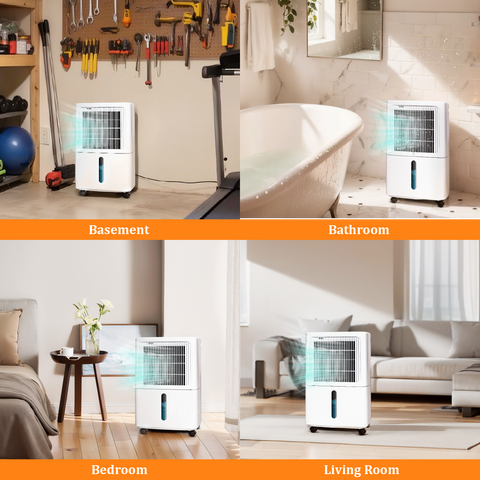 High Efficiency Home Dehumidifier with 3 Modes for Large Room