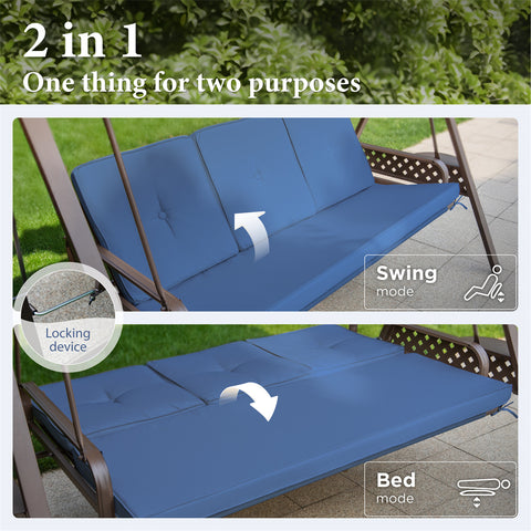 Outdoor 3-seat Patio Porch Swing Chair with Canopy & Cushions