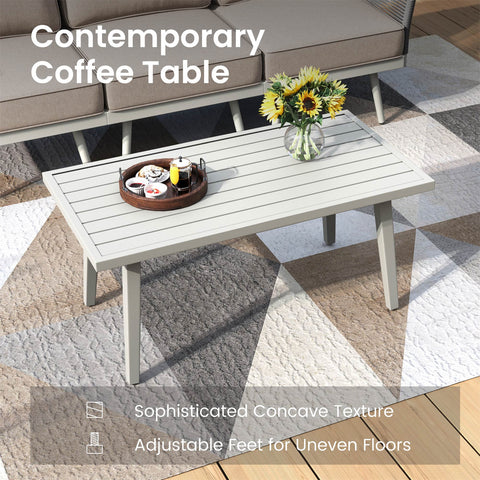 5 Seats Wicker Patio Conversation Sofa Set with Classic Rope Rattan Style