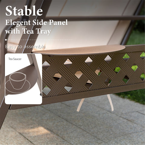 Outdoor 3-seat Patio Porch Swing Chair with Canopy & Cushions