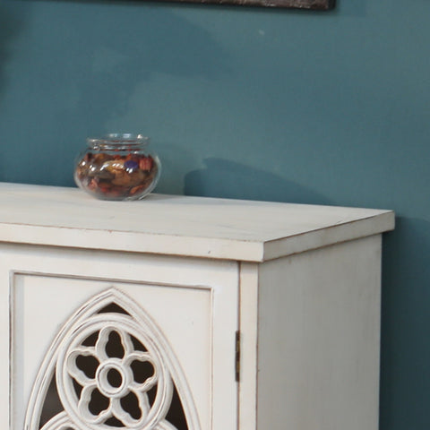 Warm White Hollowed Church Window Accent Cabinet