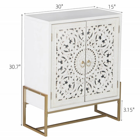 White Carved Accent Cabinet