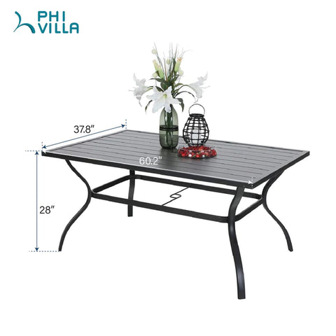 8-Piece Patio Dining Set with 13ft Umbrella Textilene Swivel Chair & Slat Rectangle Table