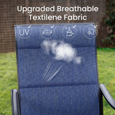 Padded Textilene Fabric Patio Dining Swivel Chairs