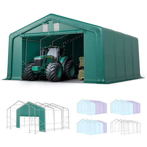20x20ft Green Heavy Duty Storage Canopy Tent for Vehicles & Boats