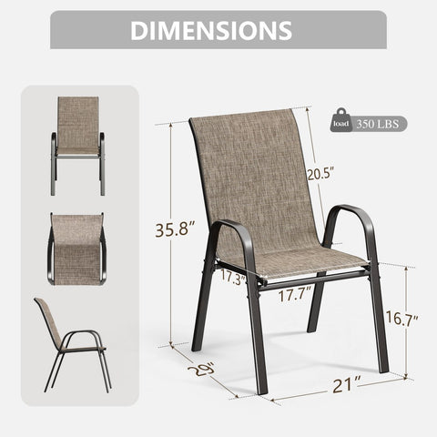 Textilene Extra-High Ergonomic Stackable Patio Dining Chairs