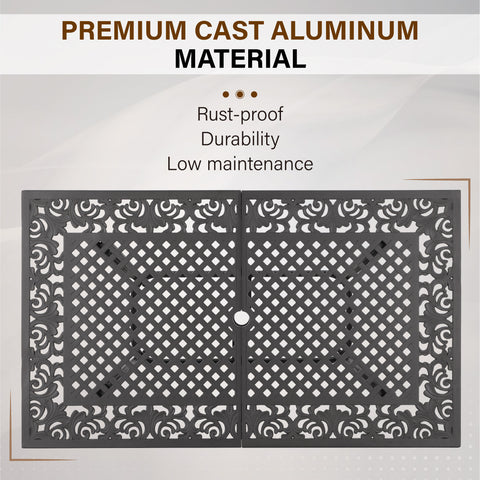 7-Piece Cast Aluminum Patio Dining Set Rectangle Table & Flower Back Chairs