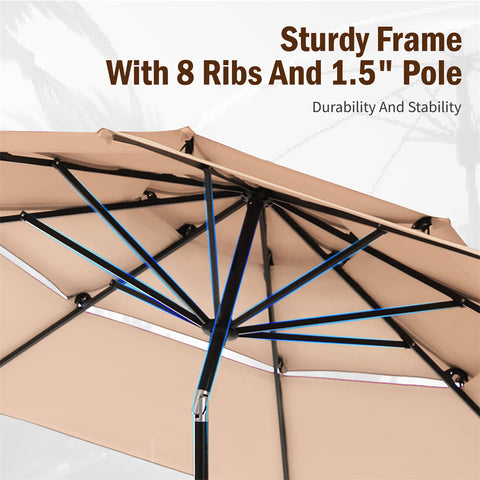10ft 3 Tier Auto-tilt Patio Umbrella Outdoor Double Vented Umbrella