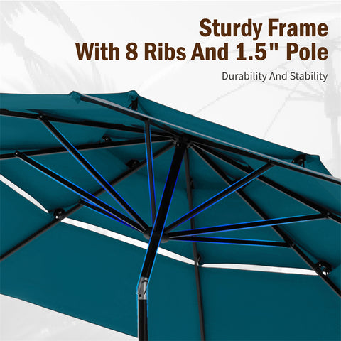 10ft 3 Tier Auto-tilt Patio Umbrella Outdoor Double Vented Umbrella