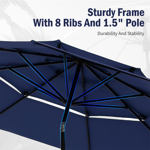 10ft 3 Tier Auto-tilt Patio Umbrella Outdoor Double Vented Umbrella