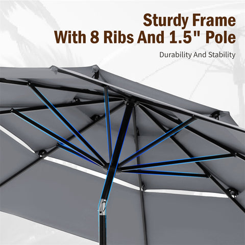 10ft 3 Tier Auto-tilt Patio Umbrella Outdoor Double Vented Umbrella