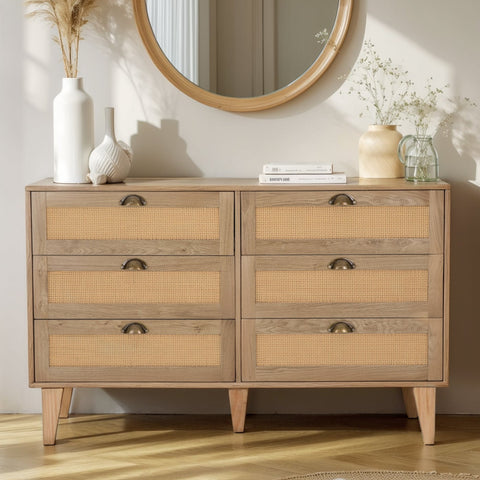 Natural Rattan Storage Sideboard Buffet Cabinet and Chest of Drawers