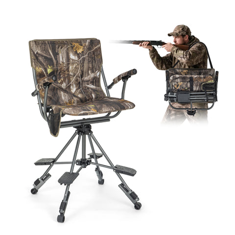 360° Silent Swivel Blind Hunting Chair with Shooting Pedals