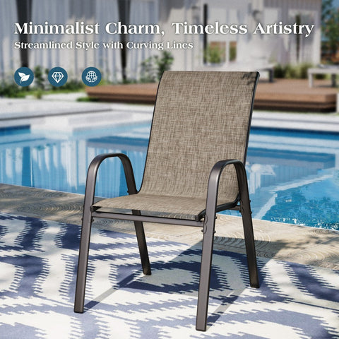 Textilene Extra-High Ergonomic Stackable Patio Dining Chairs