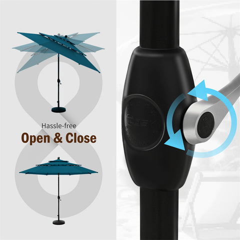 10ft 3 Tier Auto-tilt Patio Umbrella Outdoor Double Vented Umbrella
