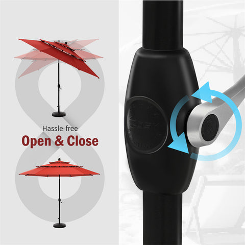10ft 3 Tier Auto-tilt Patio Umbrella Outdoor Double Vented Umbrella