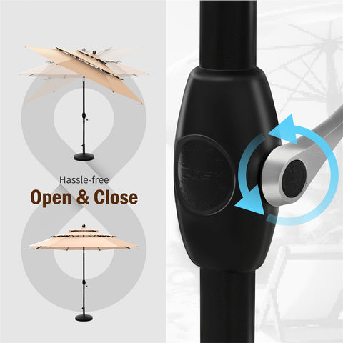 10ft 3 Tier Auto-tilt Patio Umbrella Outdoor Double Vented Umbrella