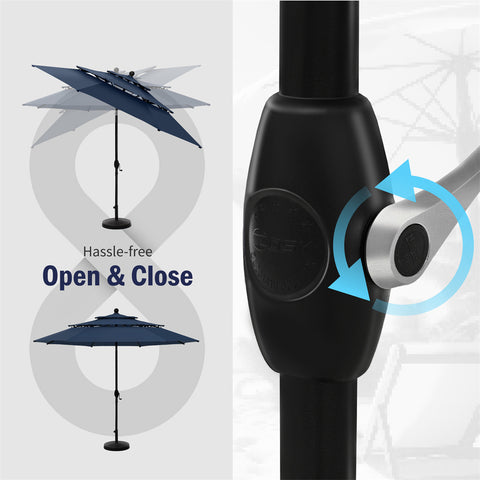 10ft 3 Tier Auto-tilt Patio Umbrella Outdoor Double Vented Umbrella