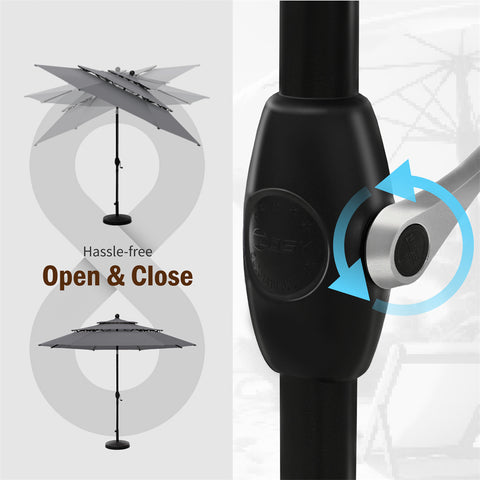 10ft 3 Tier Auto-tilt Patio Umbrella Outdoor Double Vented Umbrella