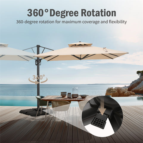 9X12ft Rectangular Outdoor Cantilever Offset Umbrella for Garden, Pool