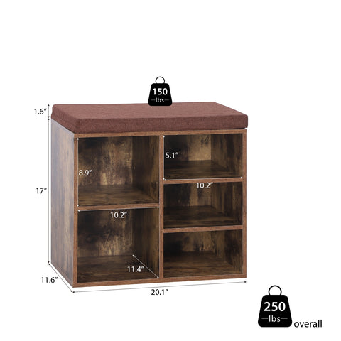 Small Shoe Storage Bench with Padded Cushion