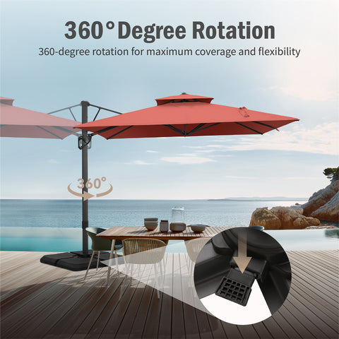 9X12ft Rectangular Outdoor Cantilever Offset Umbrella for Garden, Pool