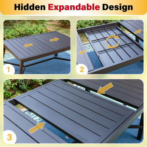 7/9-Piece Ergo Sling Chairs Patio Dining Set with Reinforced Expandable Table