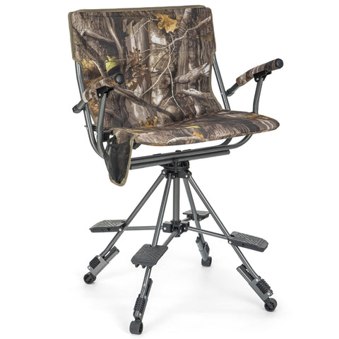 360° Silent Swivel Blind Hunting Chair with Shooting Pedals