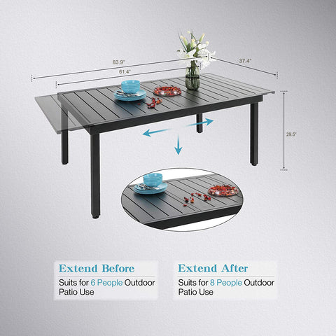 9/7-Piece Adjustable Table + Textilene Swivel Chairs Patio Dining Set