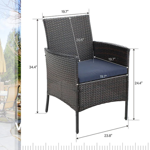 6-Piece Patio Dining Set with Umbrella Square Metal Dining Table & 4 Cushioned Rattan Chairs