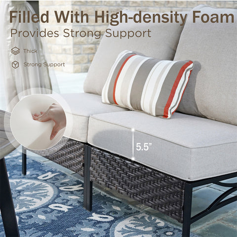 Half-Moon Outdoor Patio Conversation Sofa Sets with E-Coating Technology