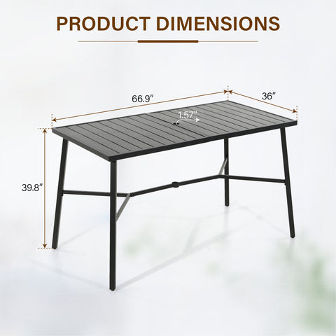 Patio 67'' Rectangle Steel High Bar Table