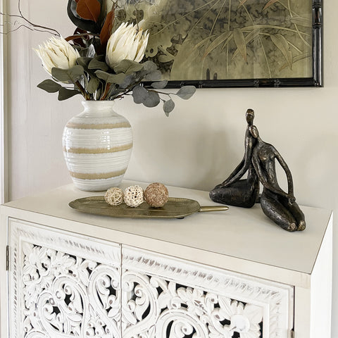 White Carved Accent Cabinet