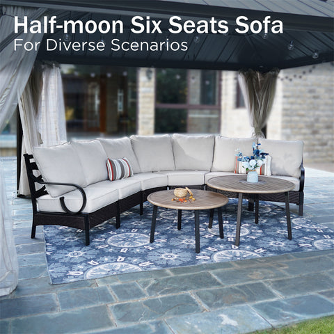 Half-Moon Outdoor Patio Conversation Sofa Sets with E-Coating Technology