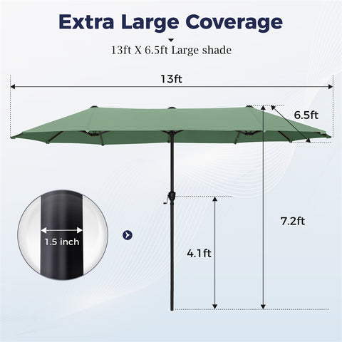 13ft Large Double-Sided Outdoor Patio Umbrella