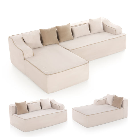 3 Seat Convertible L-Shaped Sectional Sofa Couch for Living Room
