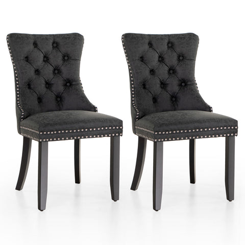 PU Leather Wing Back Side Dining Room Chairs Set of 2