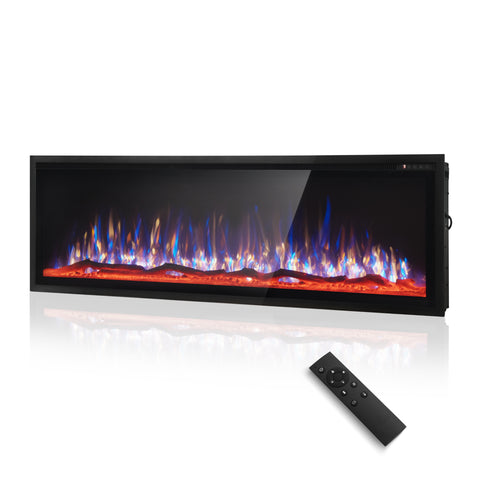 Premium Wall Mounted & Recessed Electric Fireplace with Remote Control