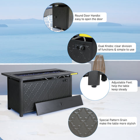 6-Seat Patio Sofa Set with Fire Pit Table