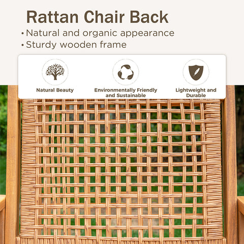 Rattan and Acacia Wood Outdoor Dining Chairs