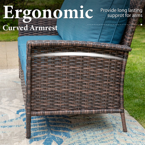 5 Seats Wicker Patio Conversation Sofa Set with Swivel Chairs