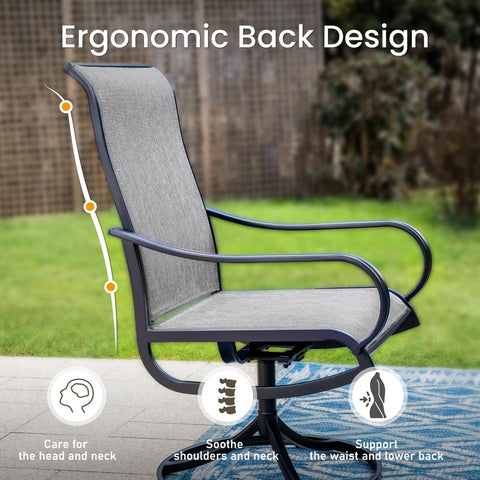 Patio Textilene Swivel Chair Outdoor Dining Set