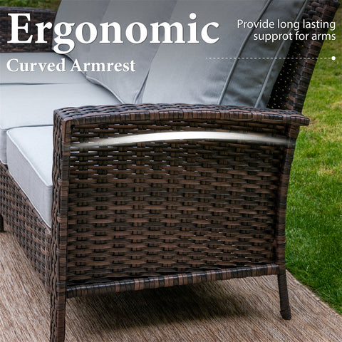 5 Seats Wicker Patio Conversation Sofa Set with Swivel Chairs