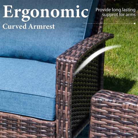 5 Seats Wicker Patio Conversation Sofa Set with Swivel Chairs