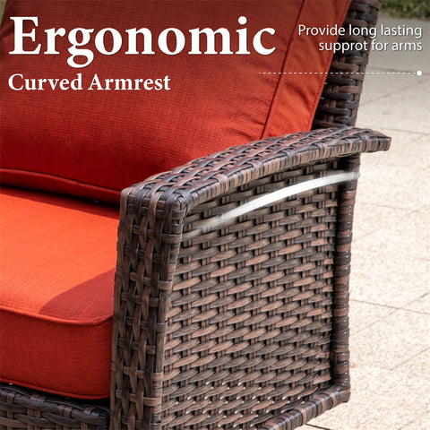 5 Seats Wicker Patio Conversation Sofa Set with Swivel Chairs