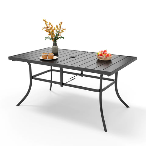 8-Piece 13ft Umbrella Patio Dining Set Rattan Chairs & Steel Panel Table