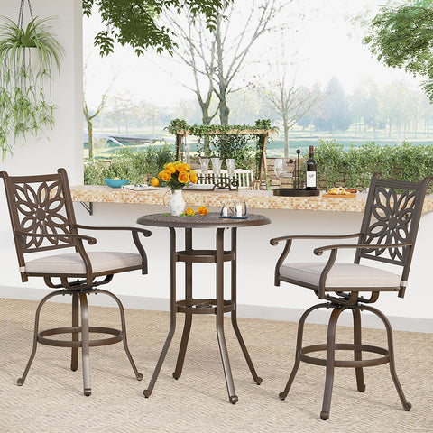 Cast Aluminum Outdoor Pub Height Swivel Bistro Bar Stools