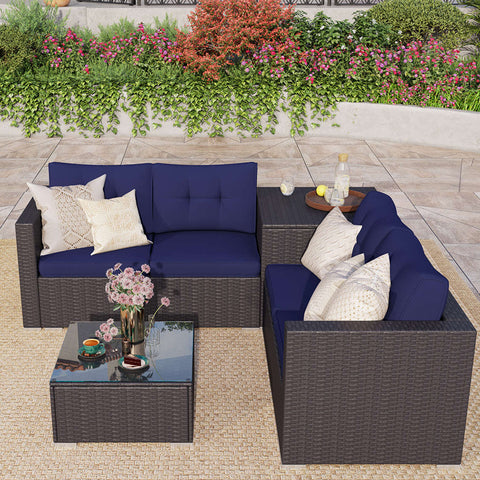 Outdoor Furniture Rattan Sectional Sofa Set with Storage Box
