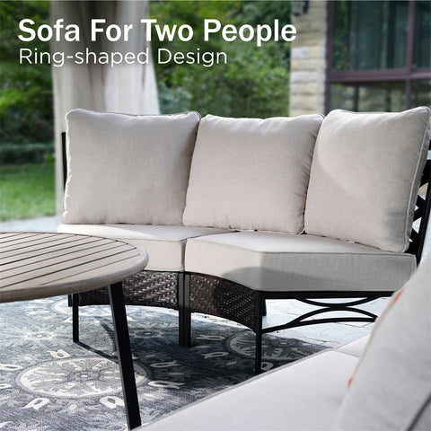 Half-Moon Outdoor Patio Conversation Sofa Sets with E-Coating Technology