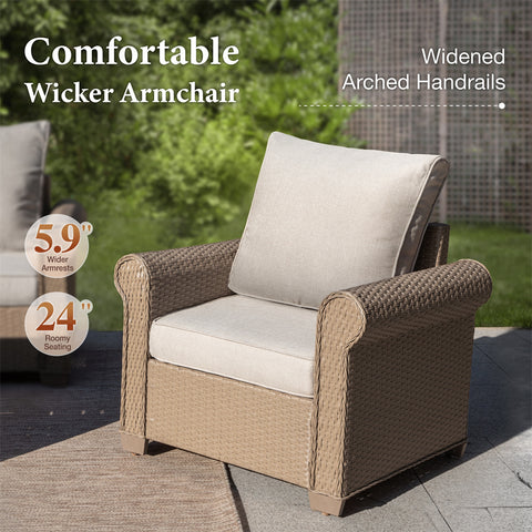 2-Pack Outdoor Wicker Club Lounge Sofa Chairs